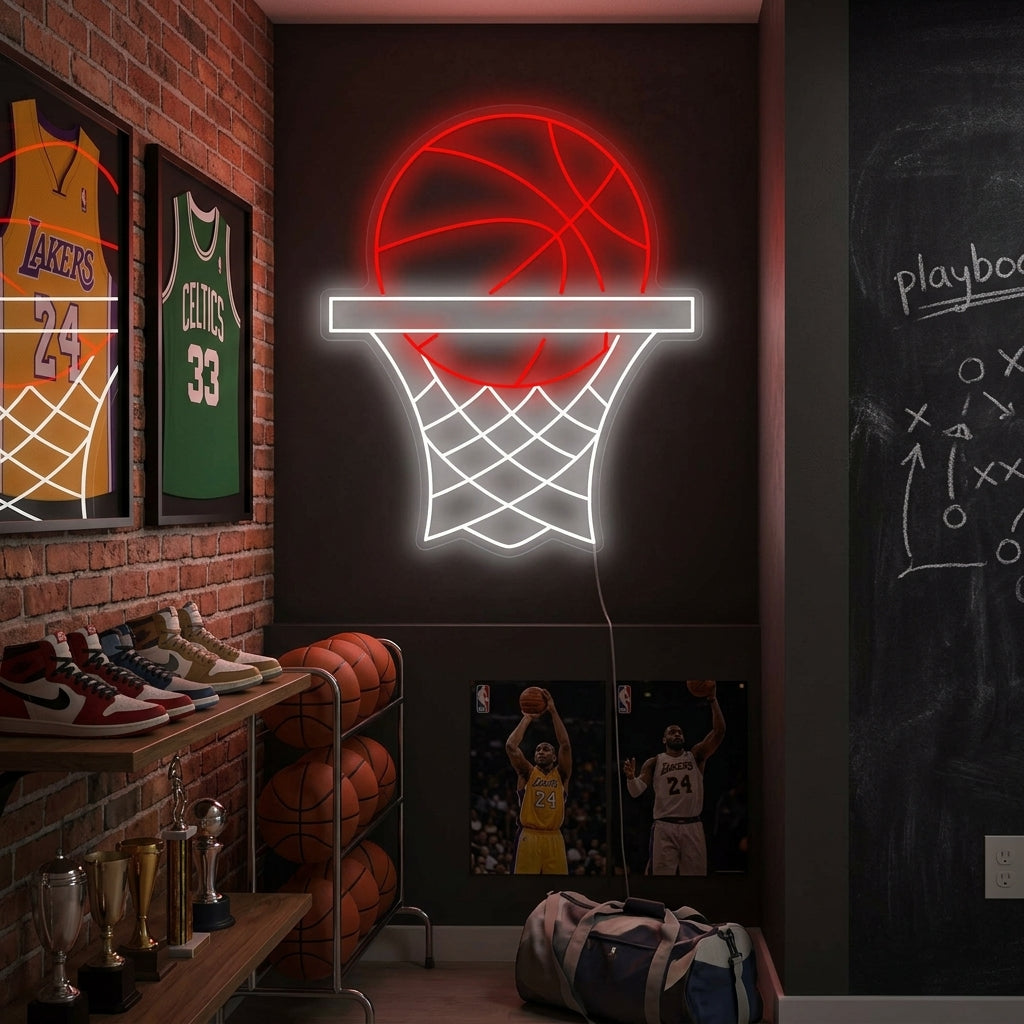 "Panier de basket-ball" Enseigne néon