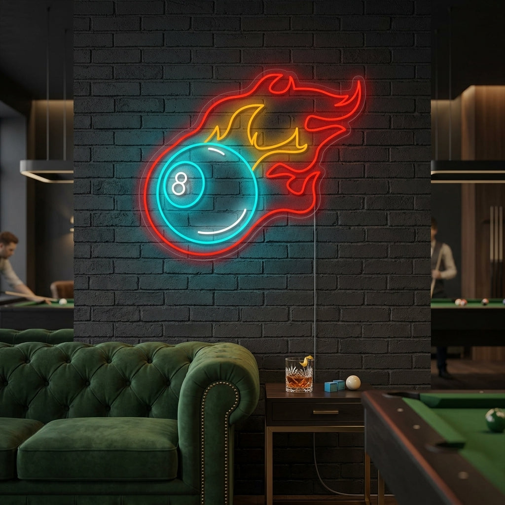 "Billard à feu" Enseigne néon