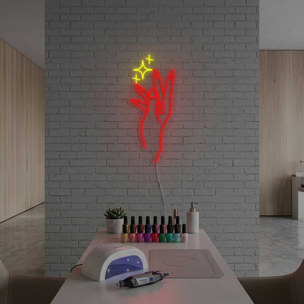 "Magasin De Manucure Main-Ongle" Enseigne Lumineuse en Néon