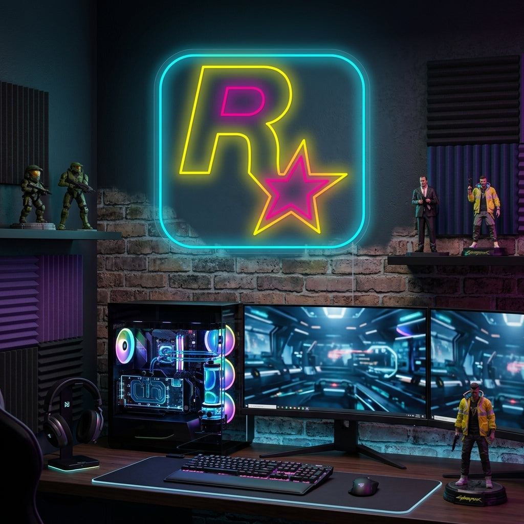 "Logo Rockstar Games" Enseigne néon