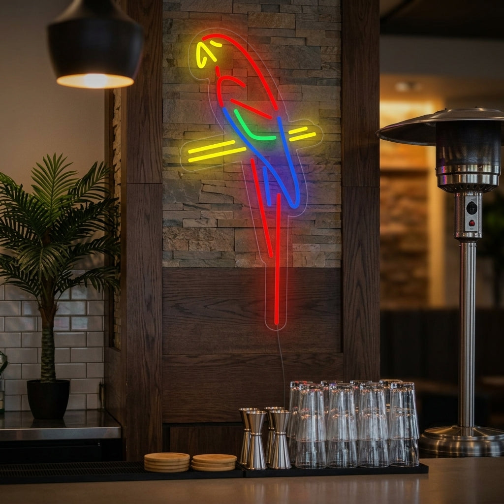 "Parrot Bar Pub" Enseigne Lumineuse en Néon