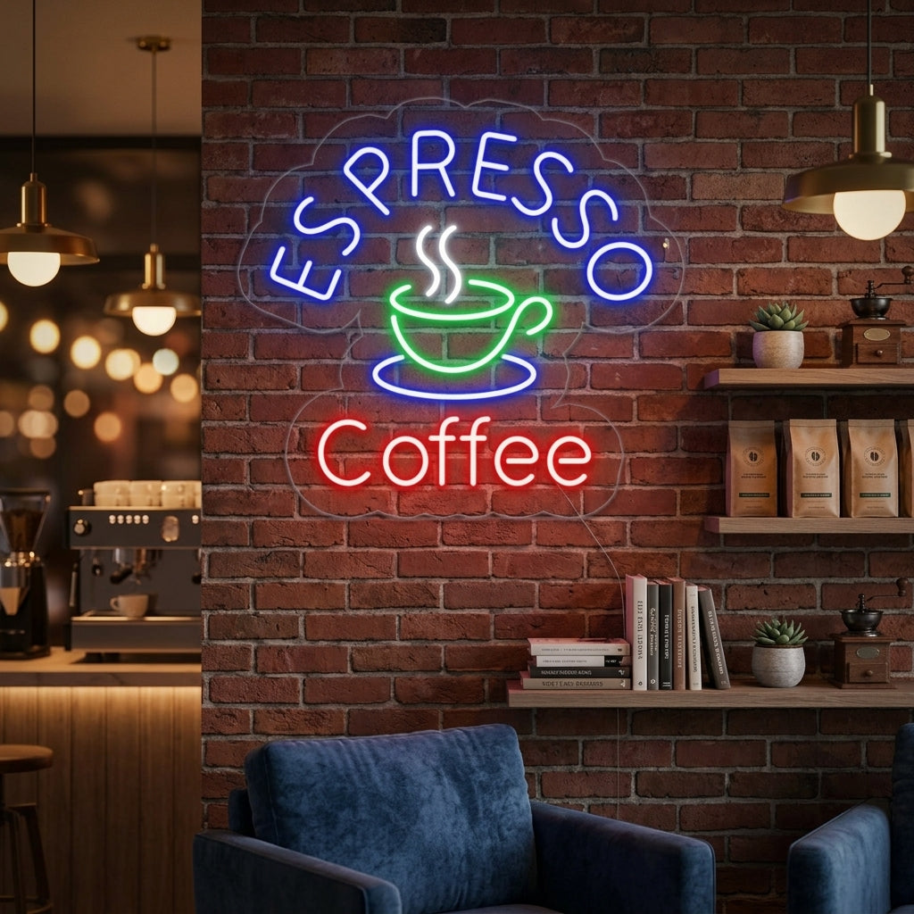"Espresso Coffee" Enseigne Lumineuse en Néon