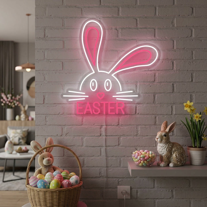 "Lapin De Pâques Animal" Enseigne Lumineuse en Néon