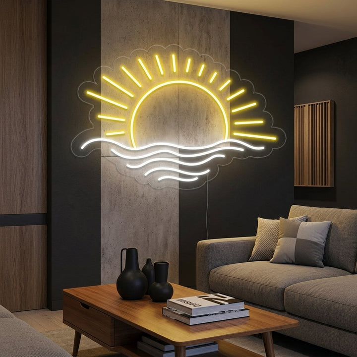 "Coucher De Soleil, Mer" Enseigne Lumineuse en Néon