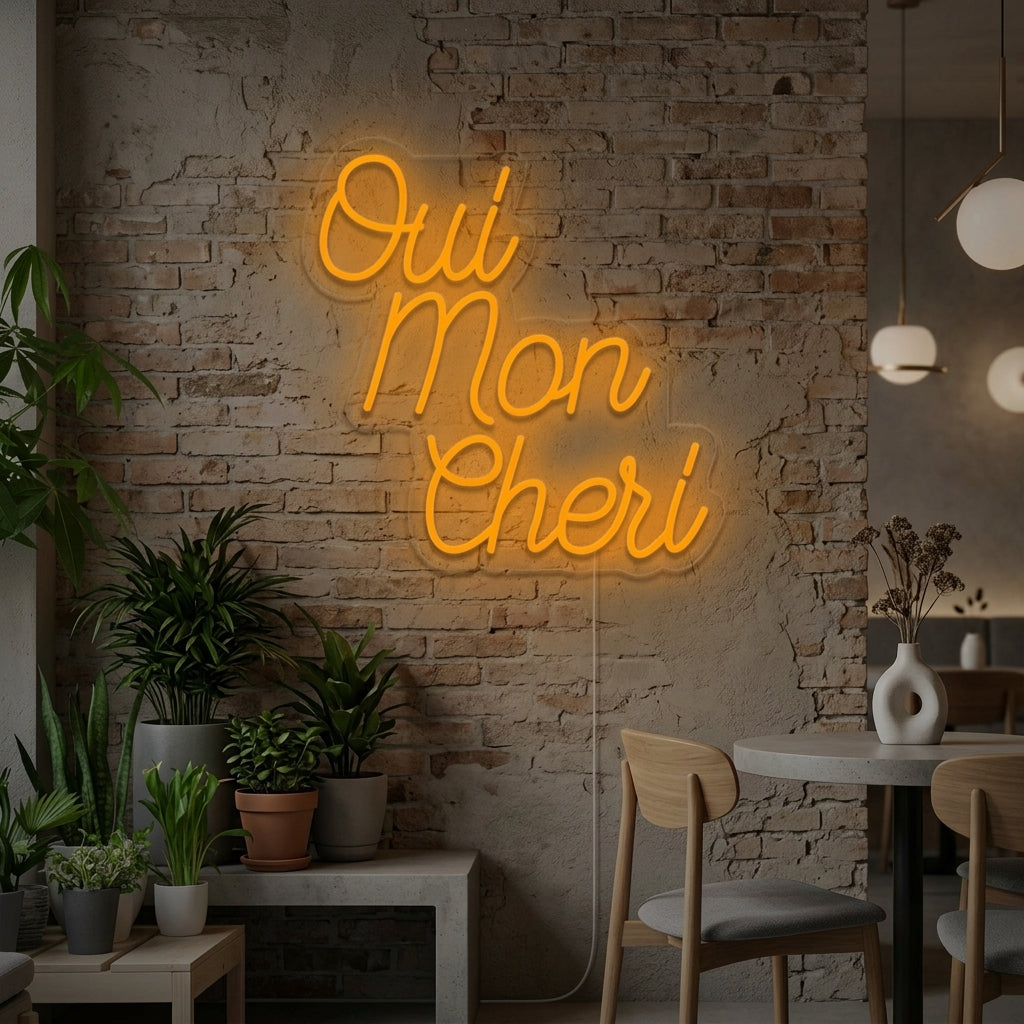 "Oui Mon Cheri French Oh Sweety" Enseigne Lumineuse en Néon