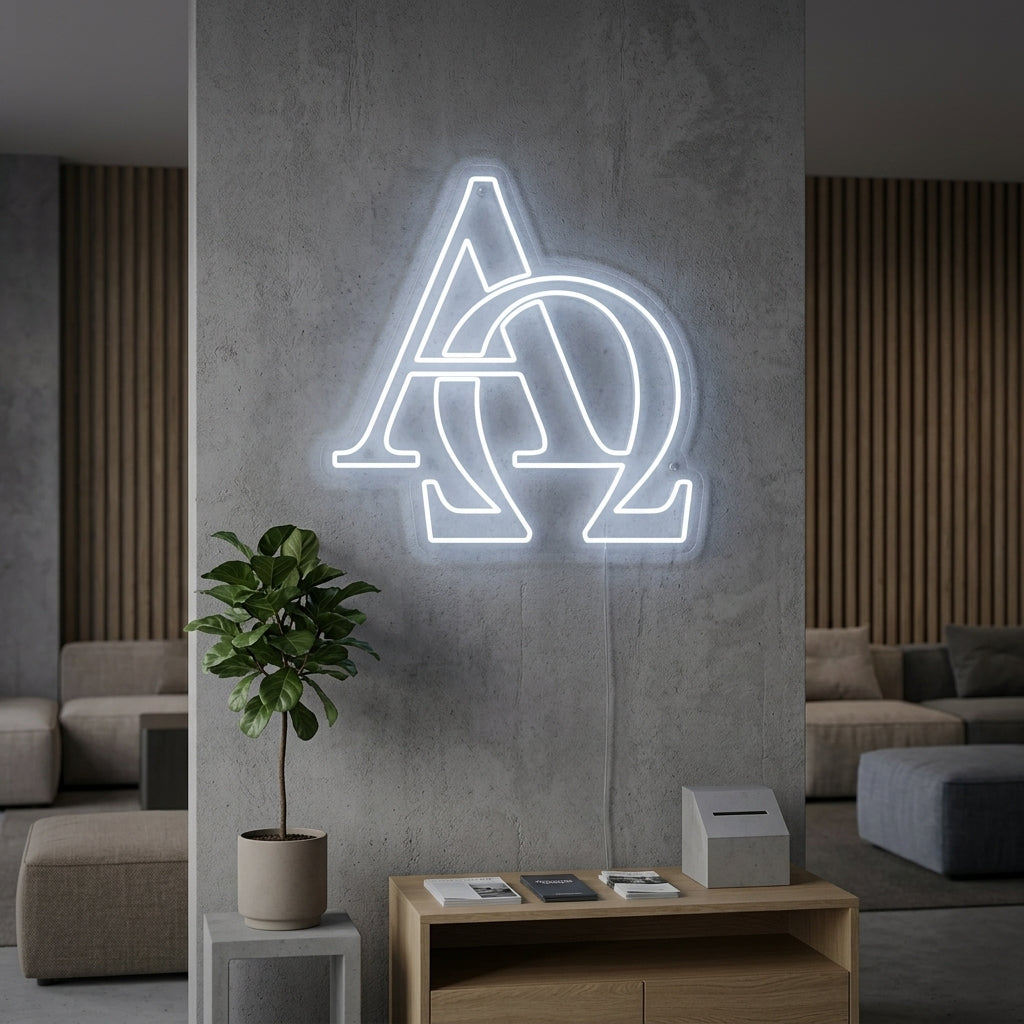 "Symbole Chrétien Alpha Omega" Enseigne Lumineuse en Néon