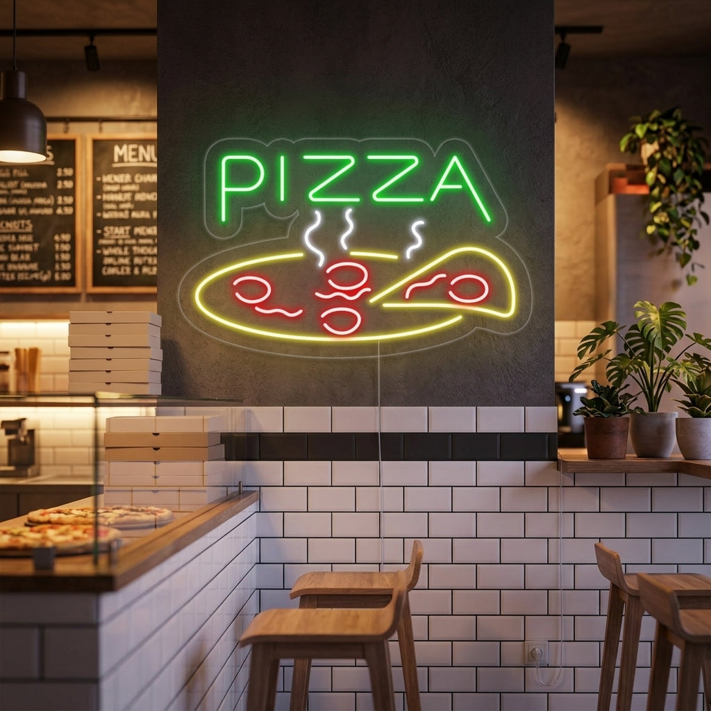 "Pizza, Alimentation, Enseigne De Restaurant" Enseigne Lumineuse en Néon