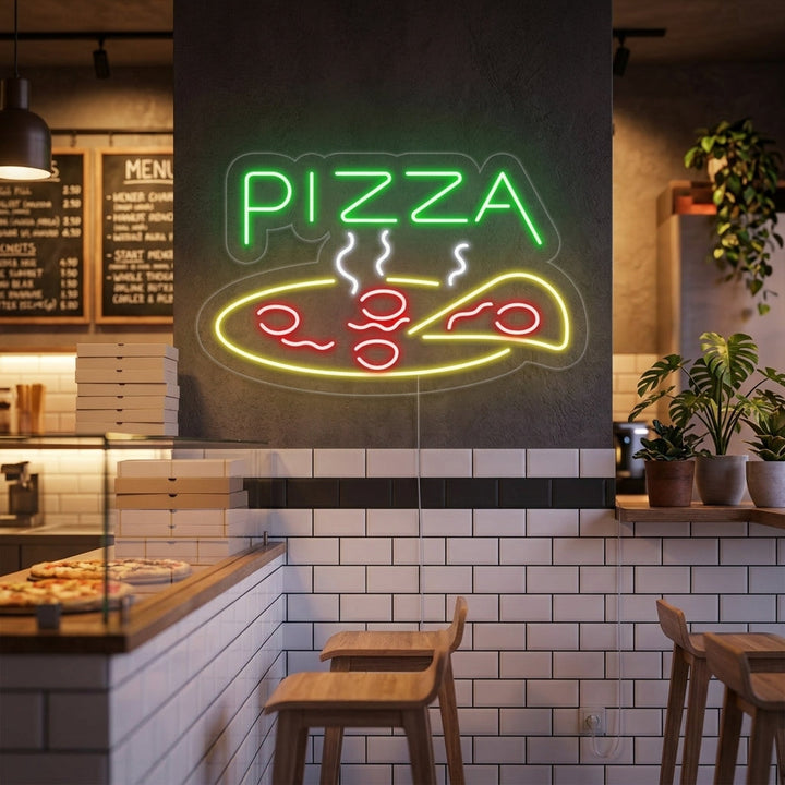 "Pizza, Alimentation, Enseigne De Restaurant" Enseigne Lumineuse en Néon
