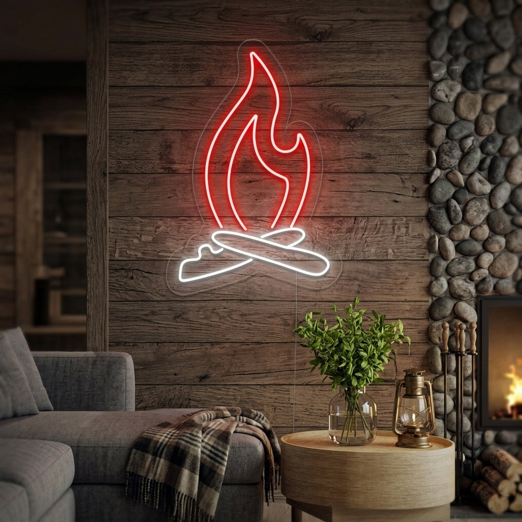 "Flamme De Feu De Camp" Enseigne Lumineuse en Néon