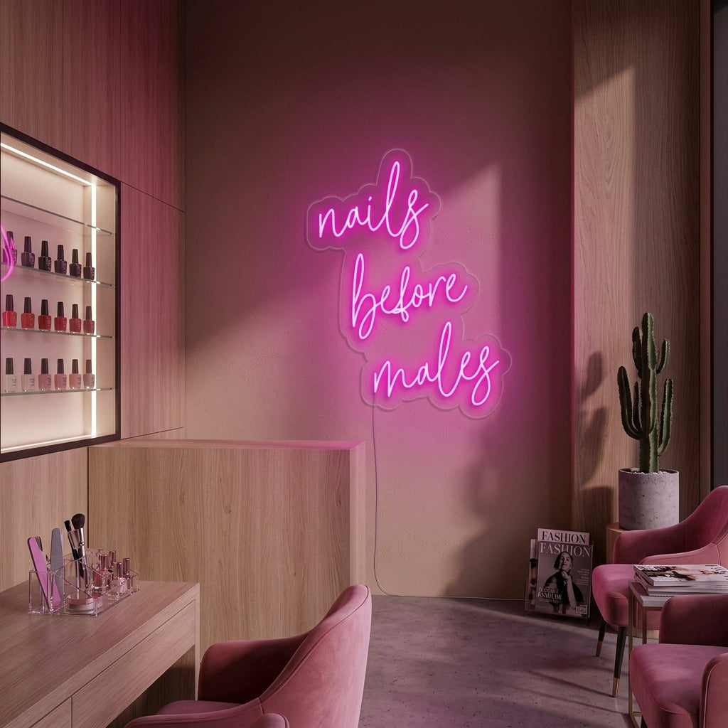 "Nails Before Males" Enseigne Lumineuse en Néon