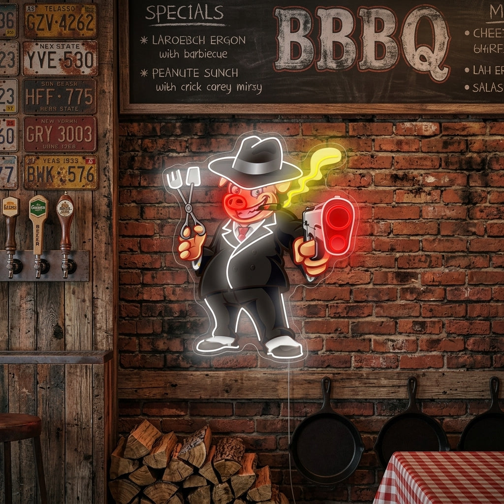 "Porc Barbecue Grills" Enseigne néon