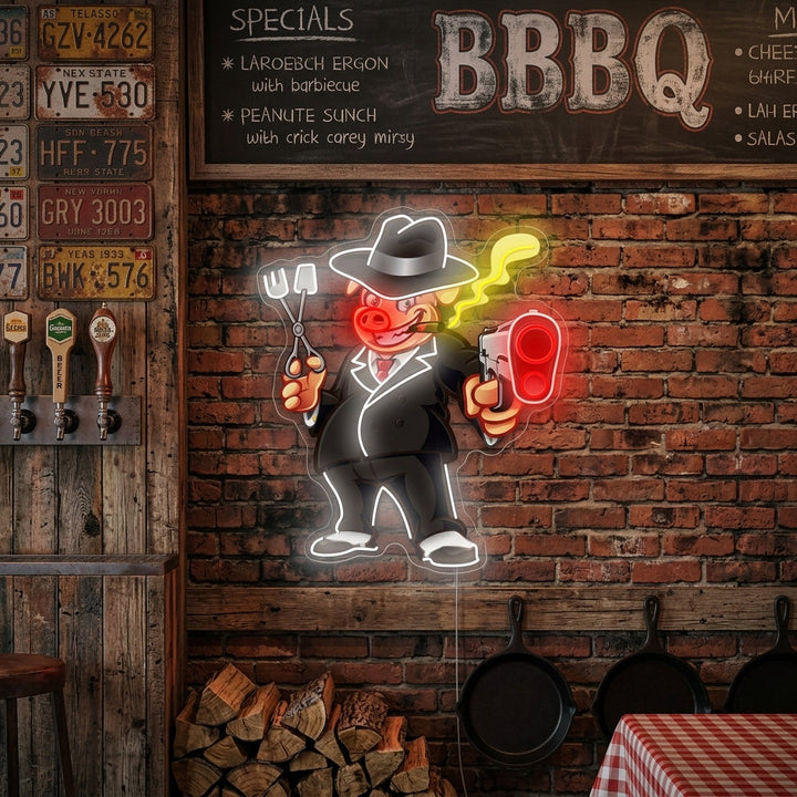 "Porc Barbecue Grills" Enseigne néon