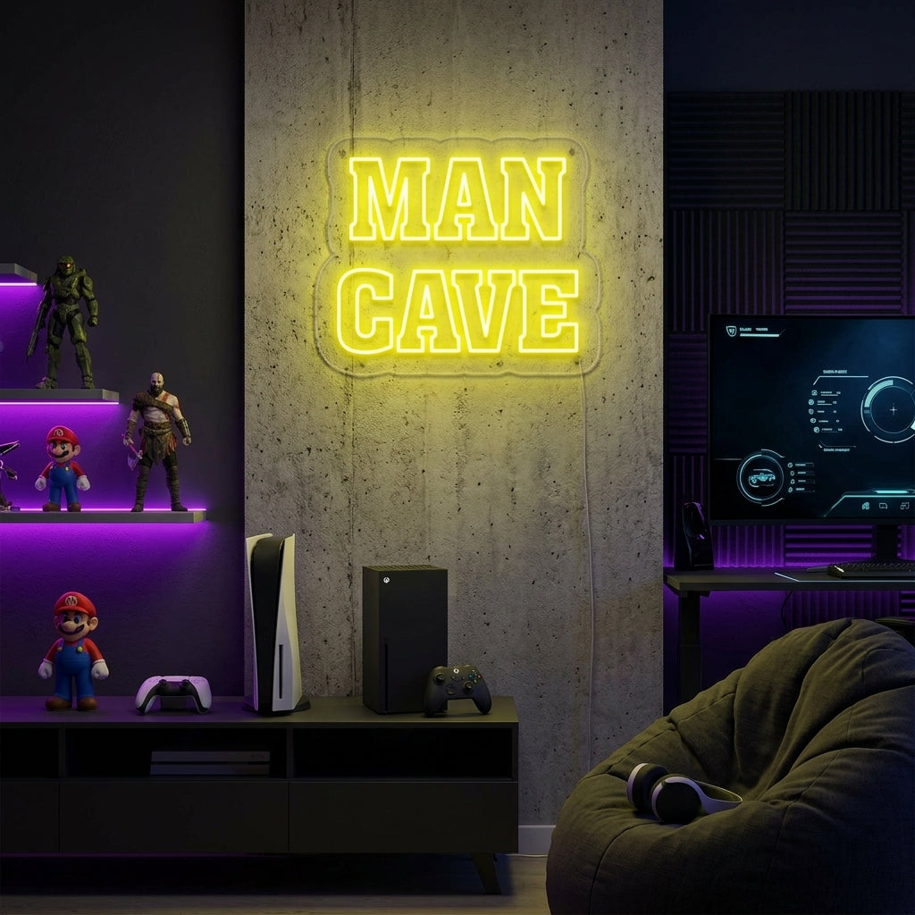 "Man Cave, Décoration De Salle De Jeux" Enseigne Lumineuse en Néon
