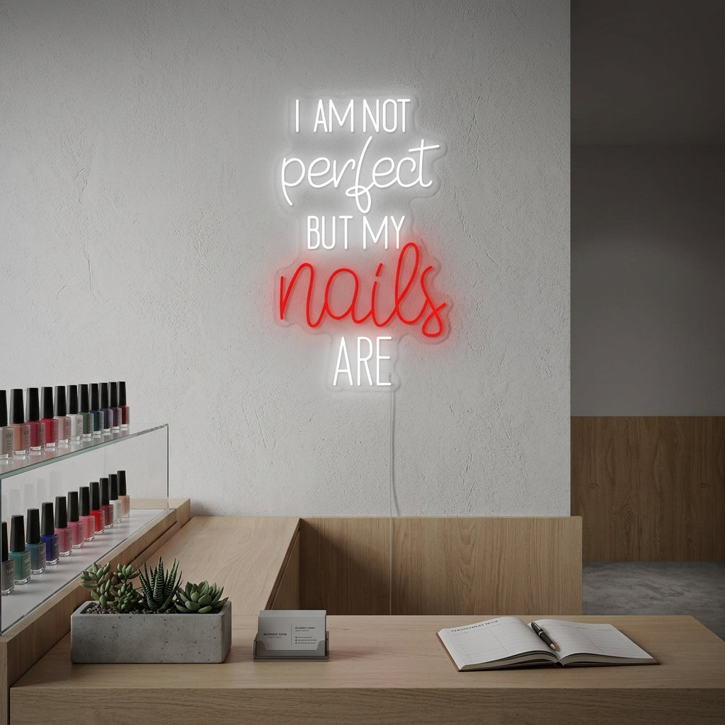 "I Am Not Perfect But My Nails Are" Enseigne néon