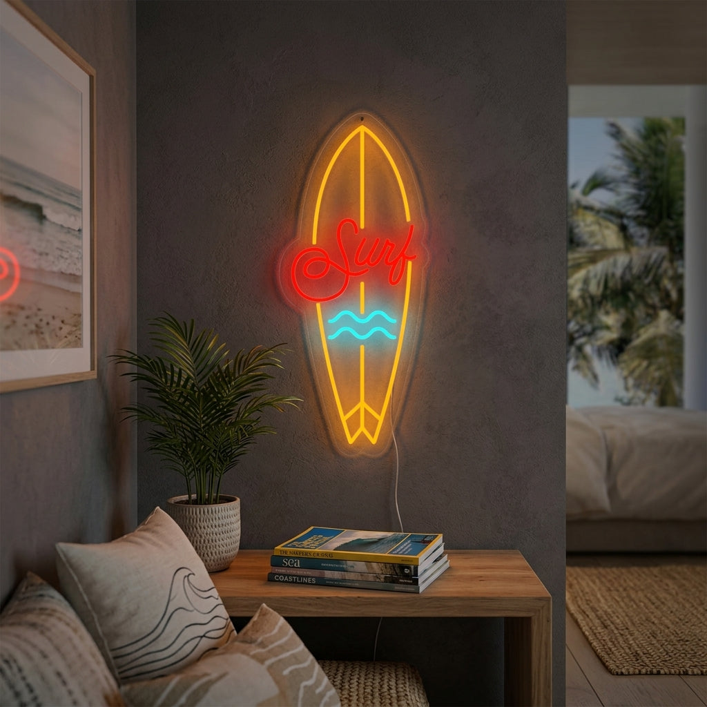 "Équipement De Sport De Planche De Surf" Enseigne Lumineuse en Néon