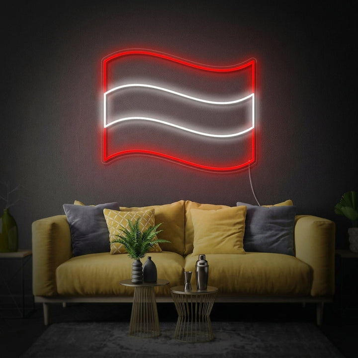"Drapeau De L'Autriche" Enseigne Lumineuse en Néon