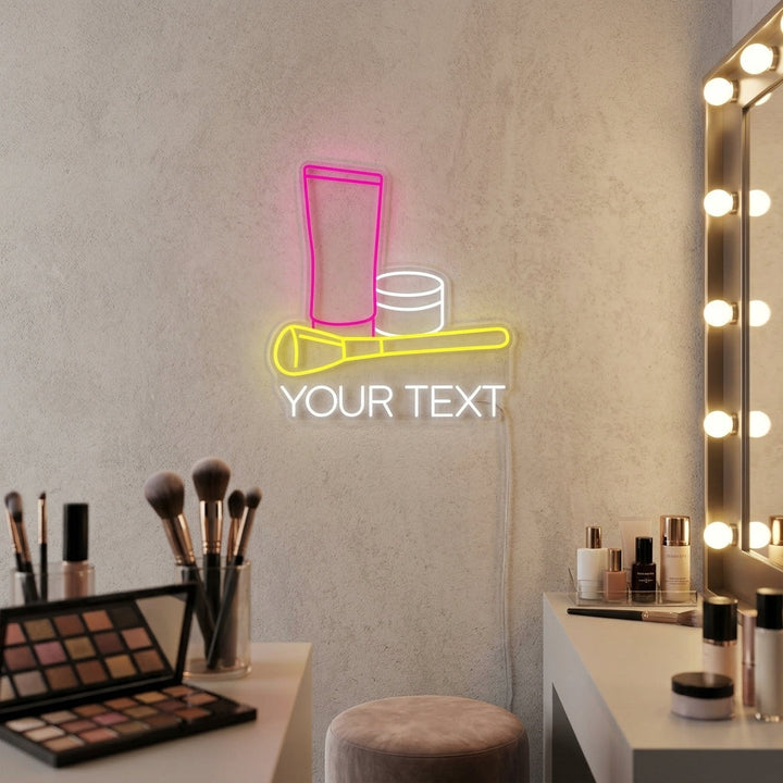 "Texte Personnalisé Et Salon De Beauté Maquillage Cosmétique" Enseigne Lumineuse en Néon