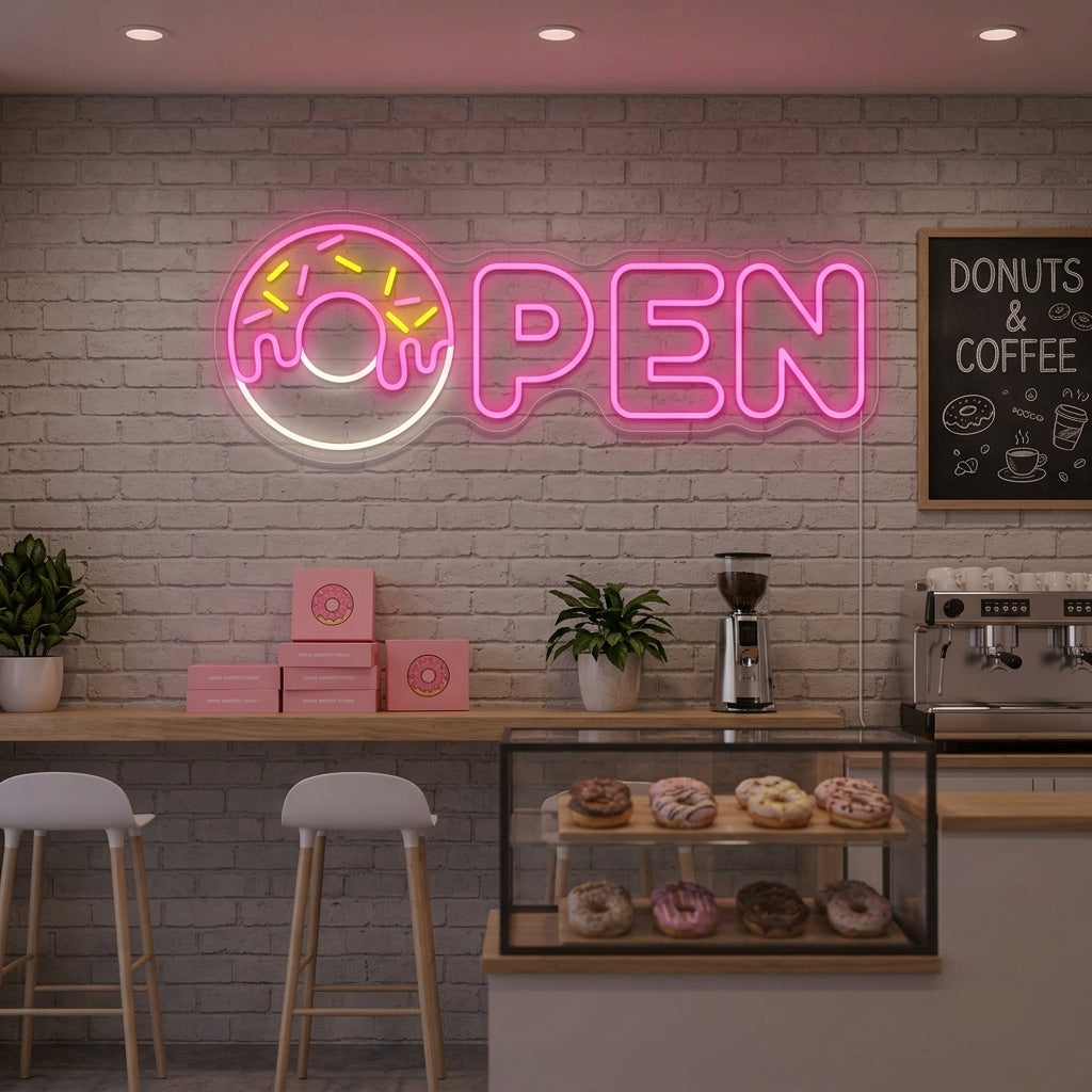 "Donut ouvert" Enseigne néon