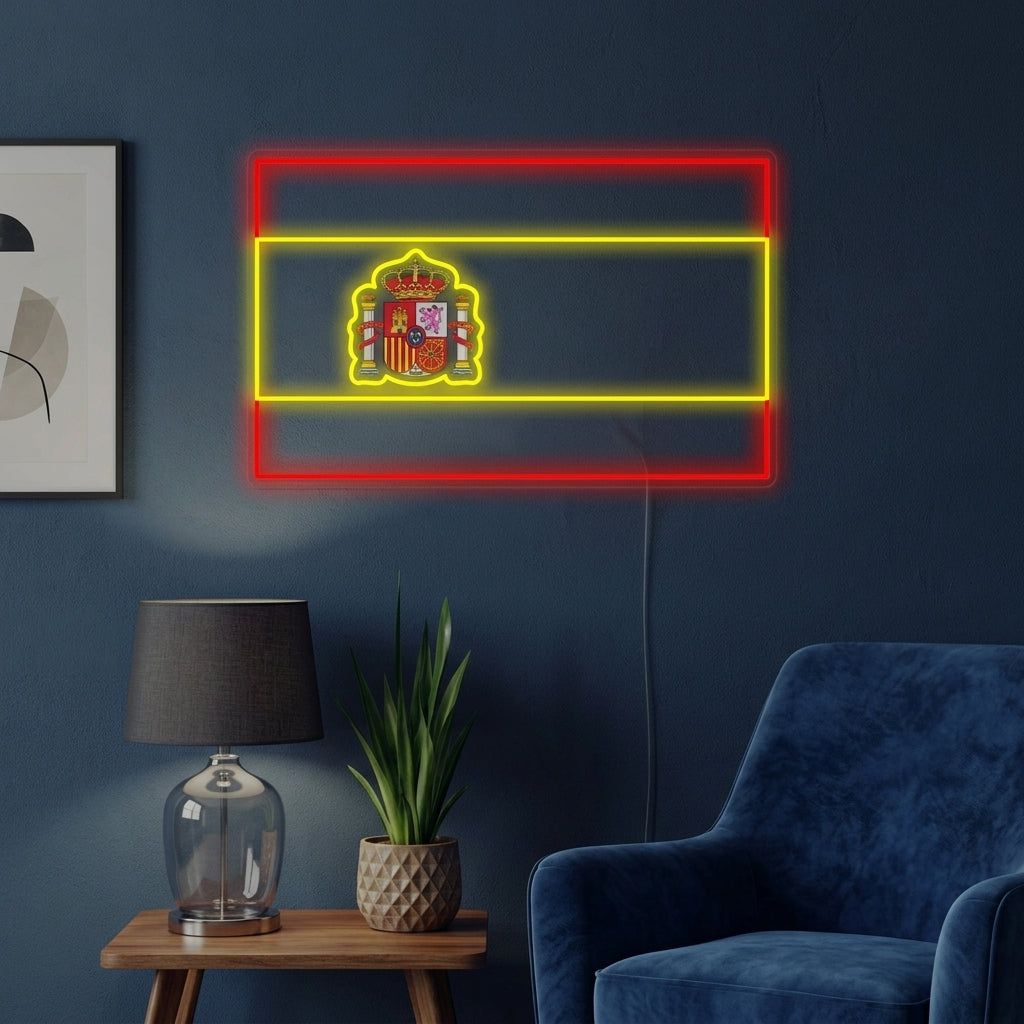 "Drapeau De L'Espagne" Enseigne Lumineuse en Néon