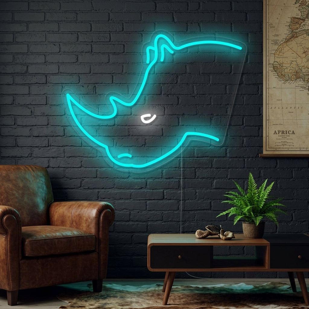 "Tête De Rhinocéros" Enseigne Lumineuse en Néon