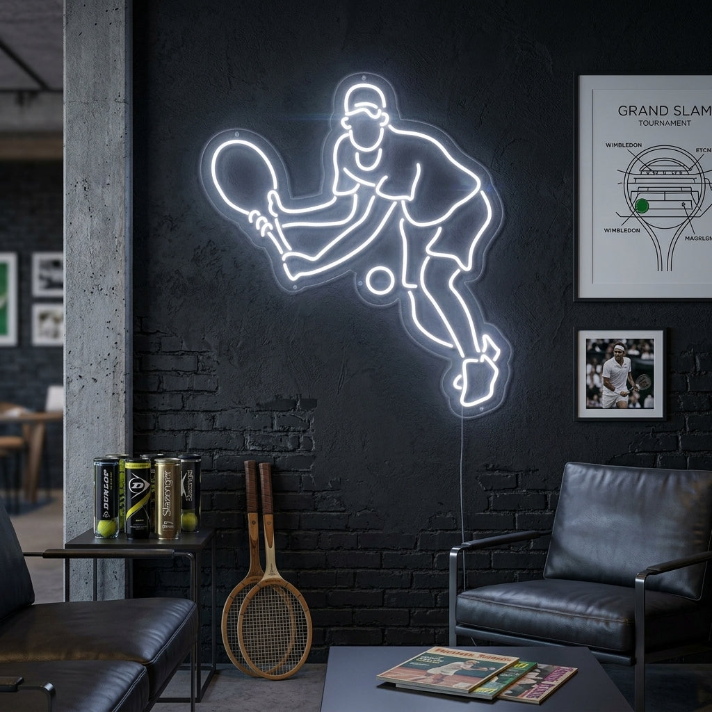 "Joueur De Tennis" Enseigne Lumineuse en Néon