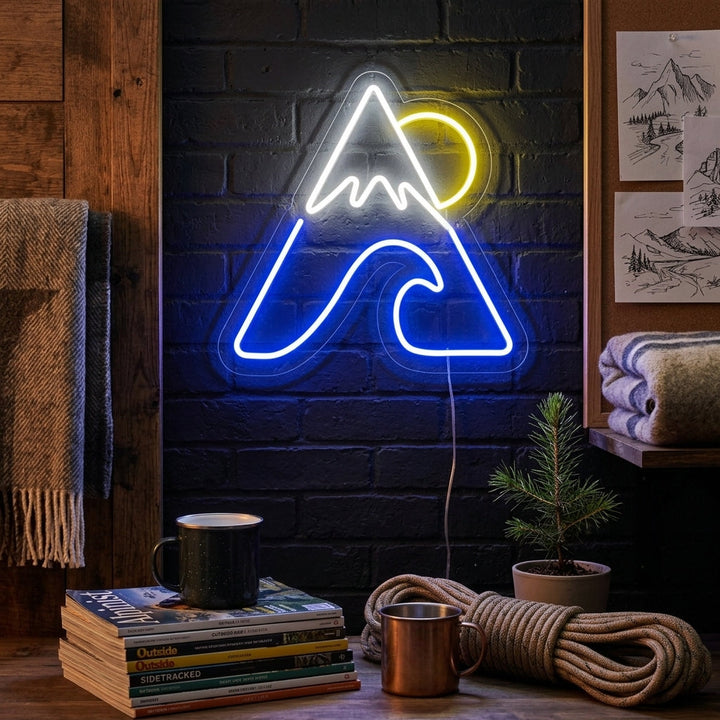 "Montagne Mer Soleil" Enseigne Lumineuse en Néon