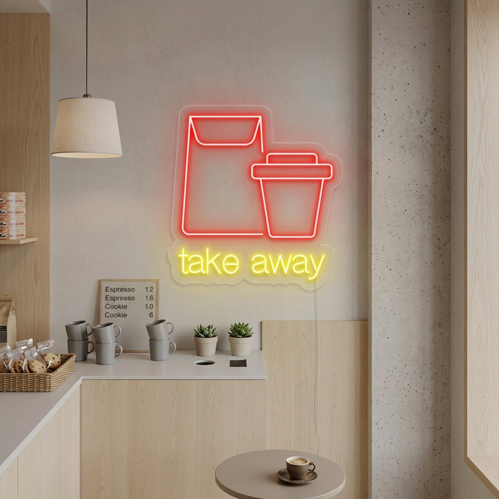 "Take Away" Enseigne Lumineuse en Néon