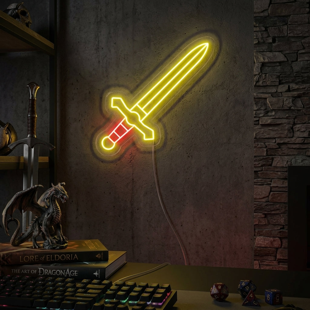 "Dague En Métal Épée De Chevalier" Enseigne Lumineuse en Néon