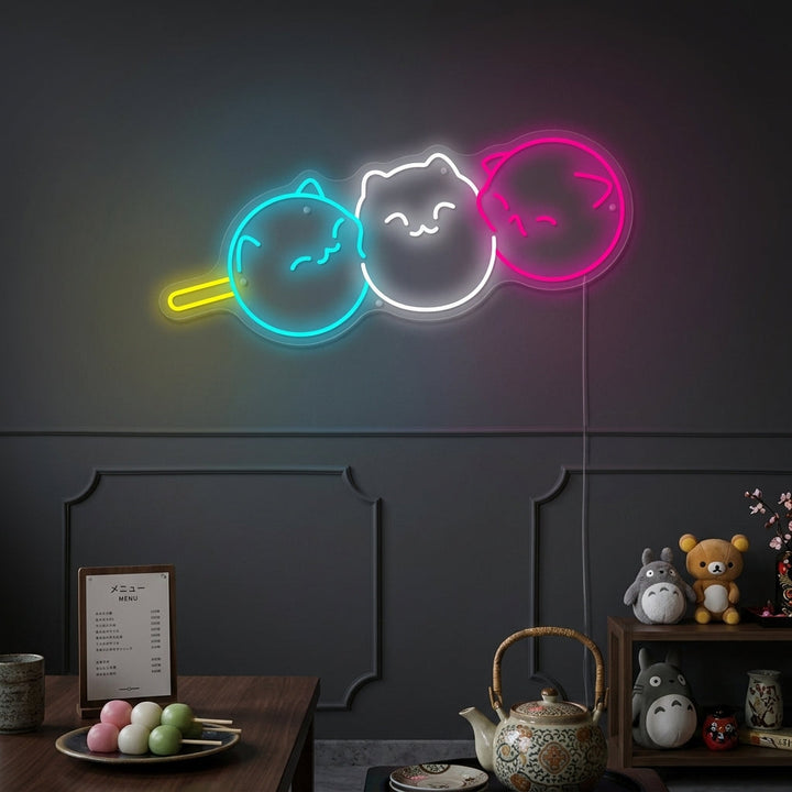 "Kawaii Japanese Dango Cat Dango" Enseigne néon