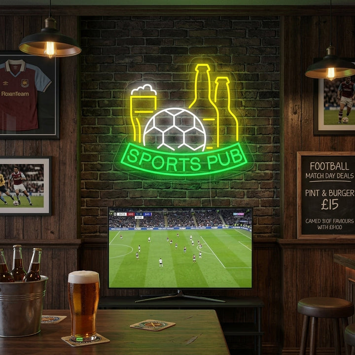 "Football, bière, Sports Pub" Lumineuse en Néon