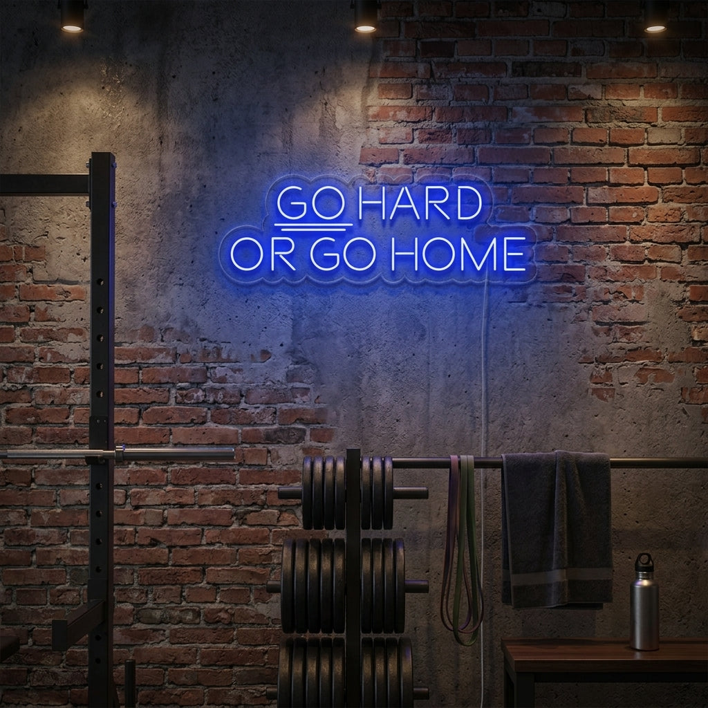 "Go Hard Or Go Home, Décoration De Salle De Sport, Citations De Salle De Sport, Citations De Fitness, Citations D'Entrainement" Enseigne Lumineuse en Néon