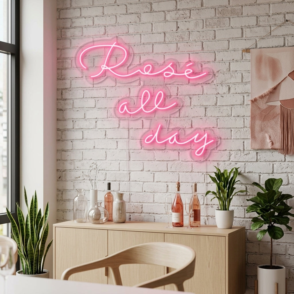 "Rose All Day" Enseigne Lumineuse en Néon