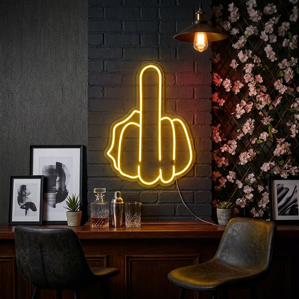 "Doigt D'Honneur" Enseigne Lumineuse en Néon