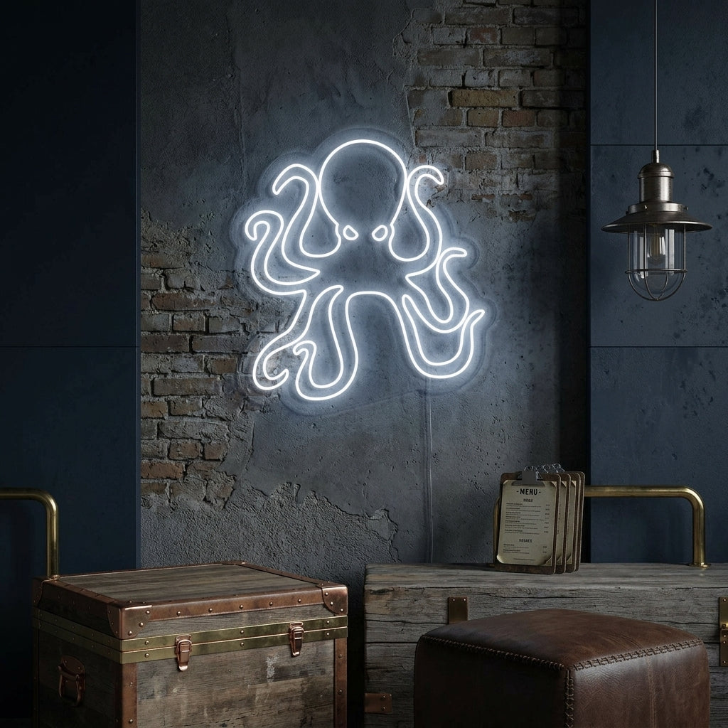 "Restaurant Pieuvre Animal De Mer" Enseigne Lumineuse en Néon