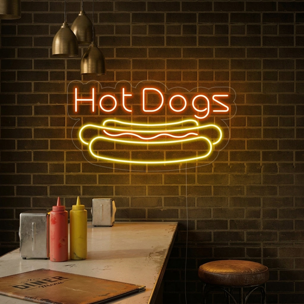 "Hot Dogs" Enseigne Lumineuse en Néon