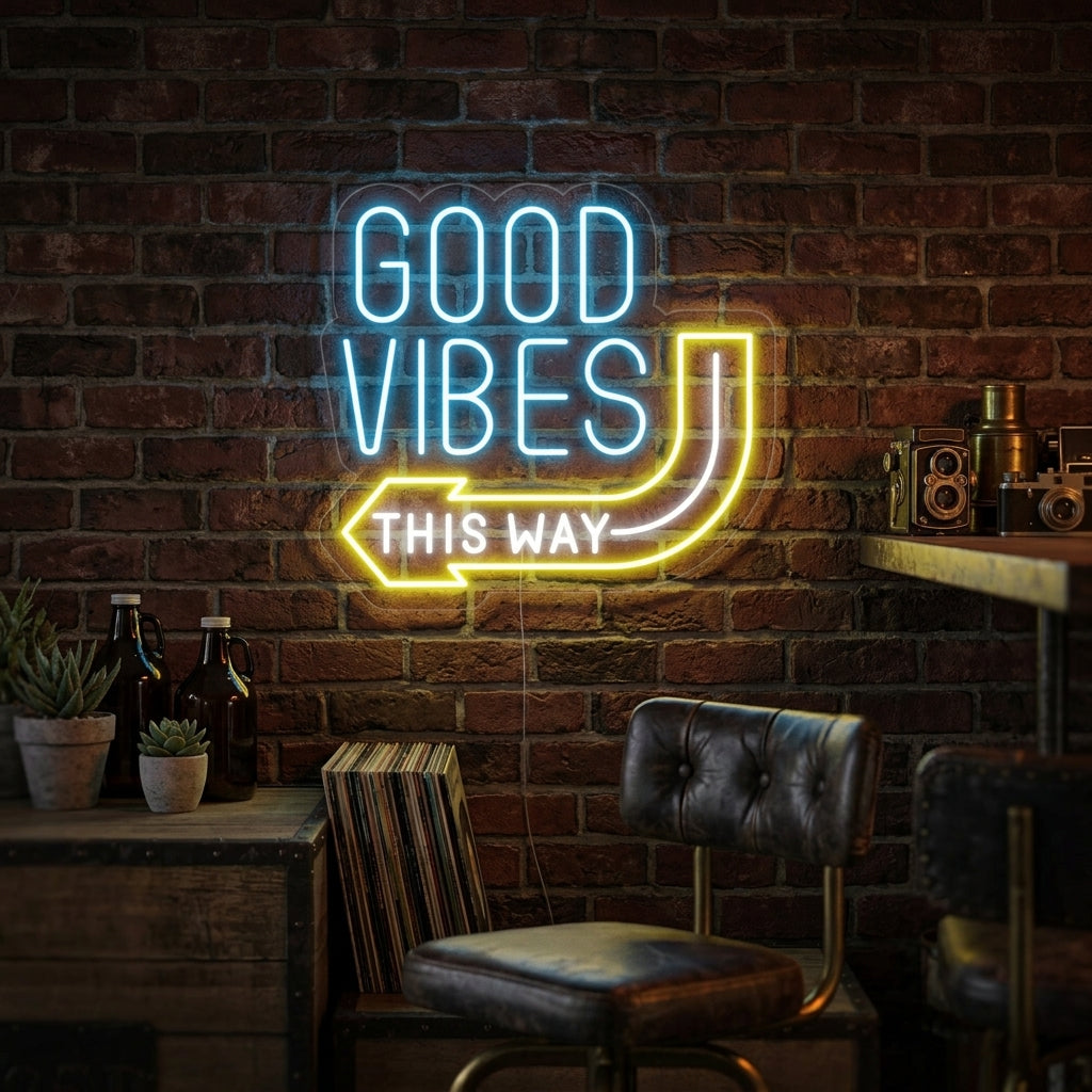 "Good Vibes This Way" Enseigne Lumineuse en Néon