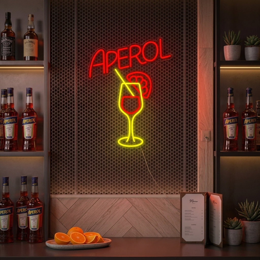 "Bar Aperol Et Gobelet En Verre" Enseigne Lumineuse en Néon
