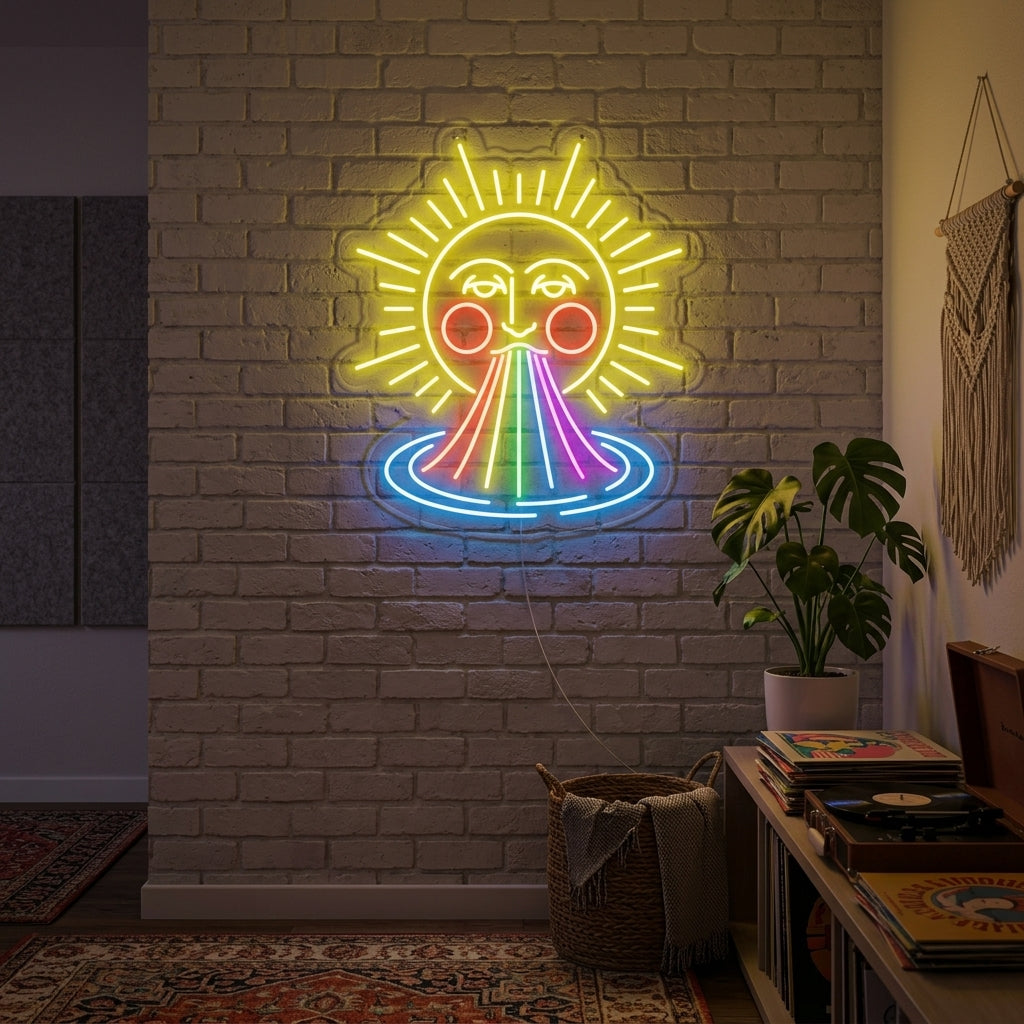 "Soleil arc-en-ciel" Lumineuse en Néon