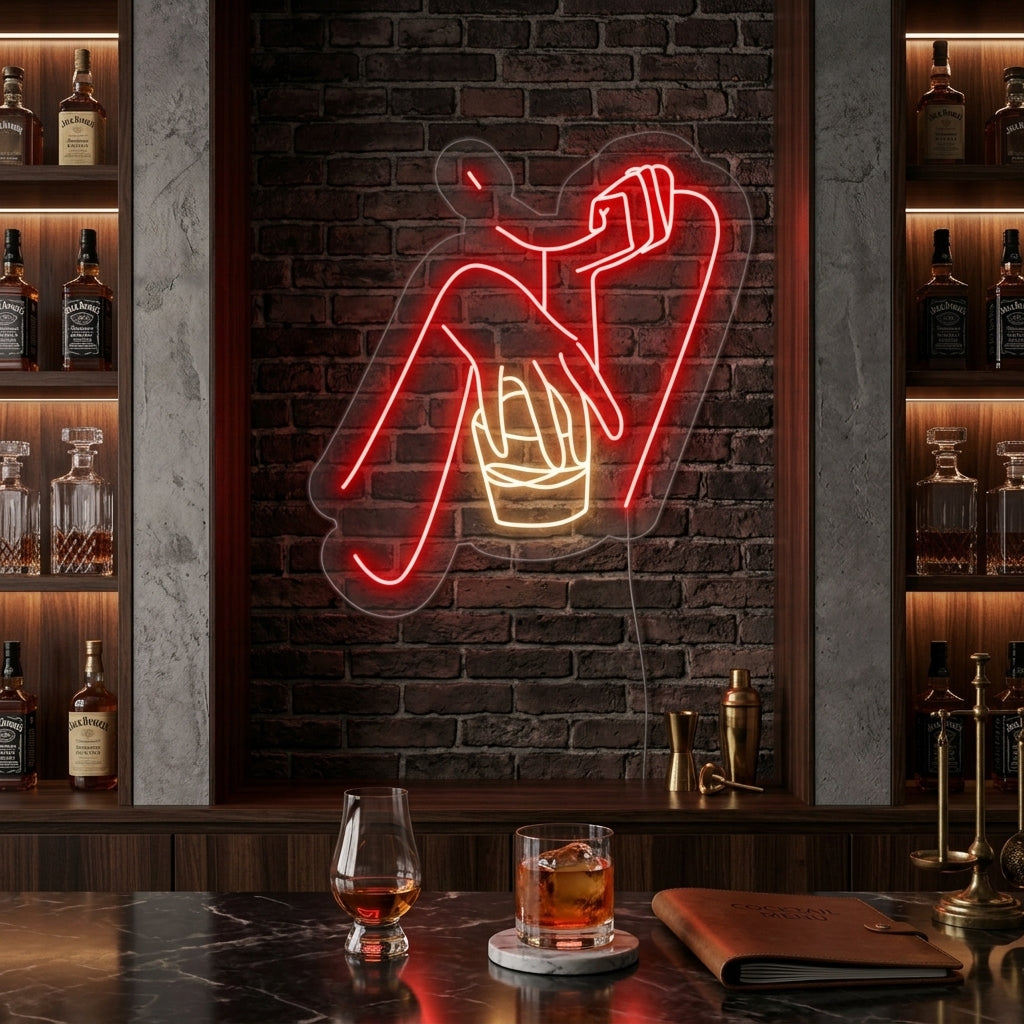"Bar De Femmes Amateurs De Whisky" Enseigne Lumineuse en Néon