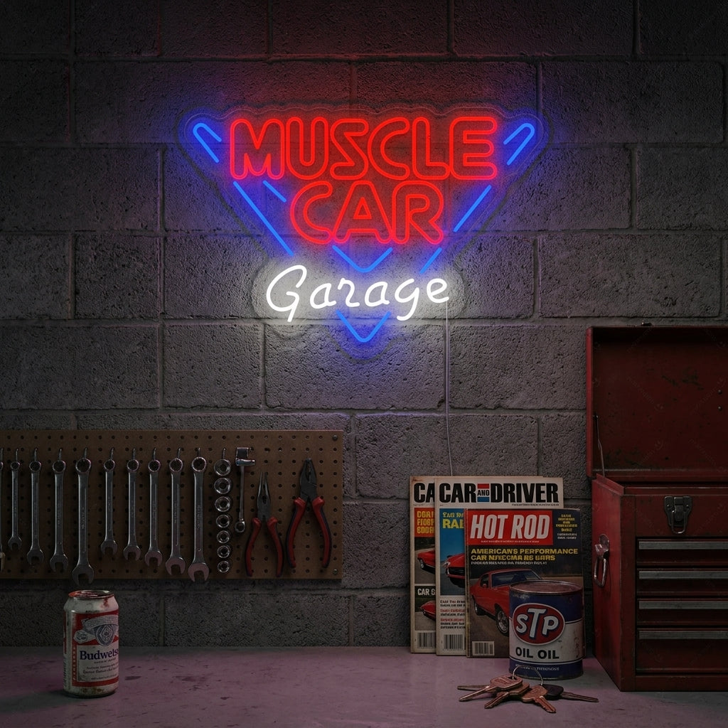 "Muscle Car Garage" Enseigne Lumineuse en Néon