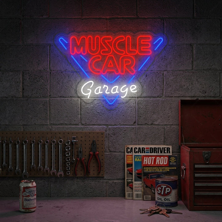 "Muscle Car Garage" Enseigne Lumineuse en Néon