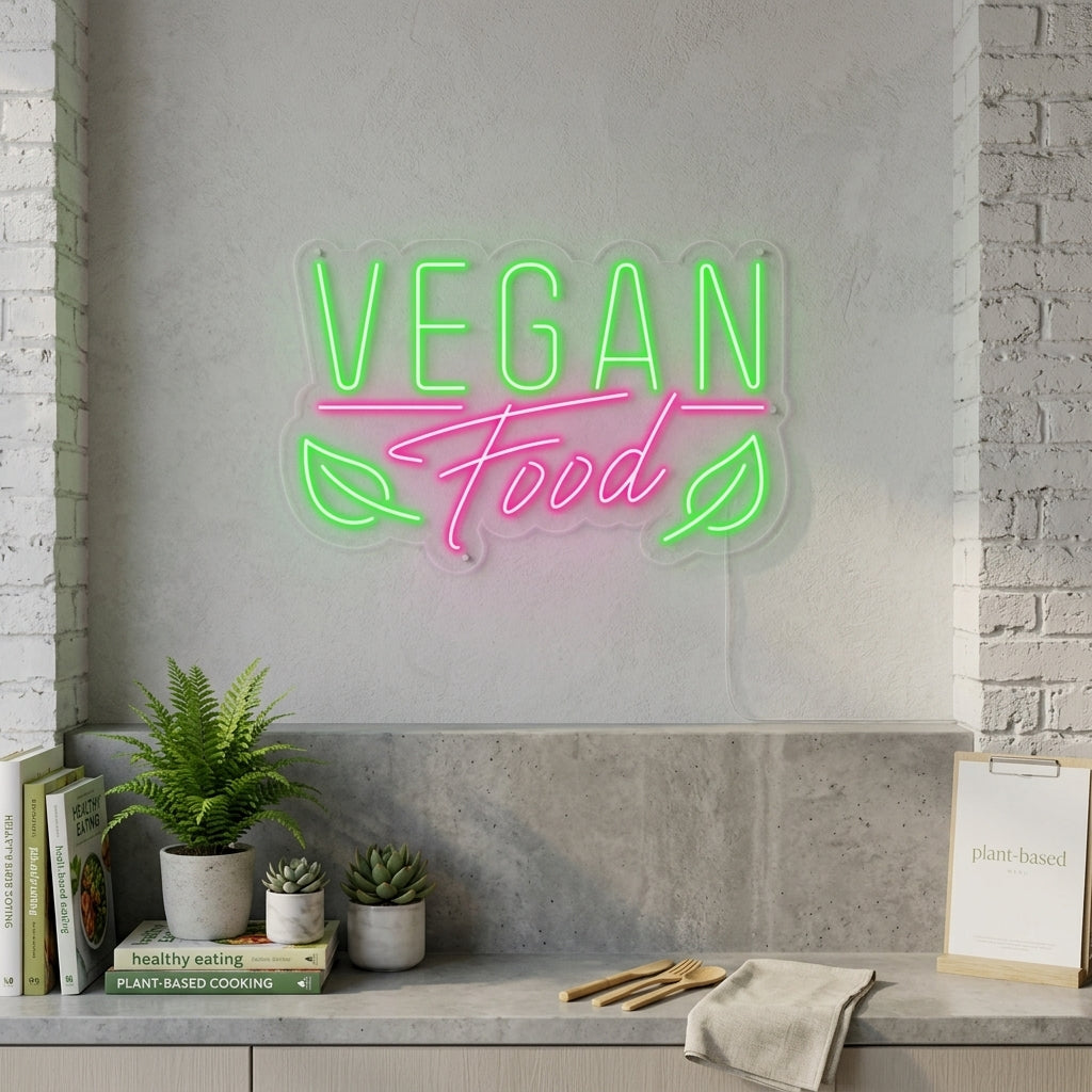 "Vegan Food" Enseigne Lumineuse en Néon