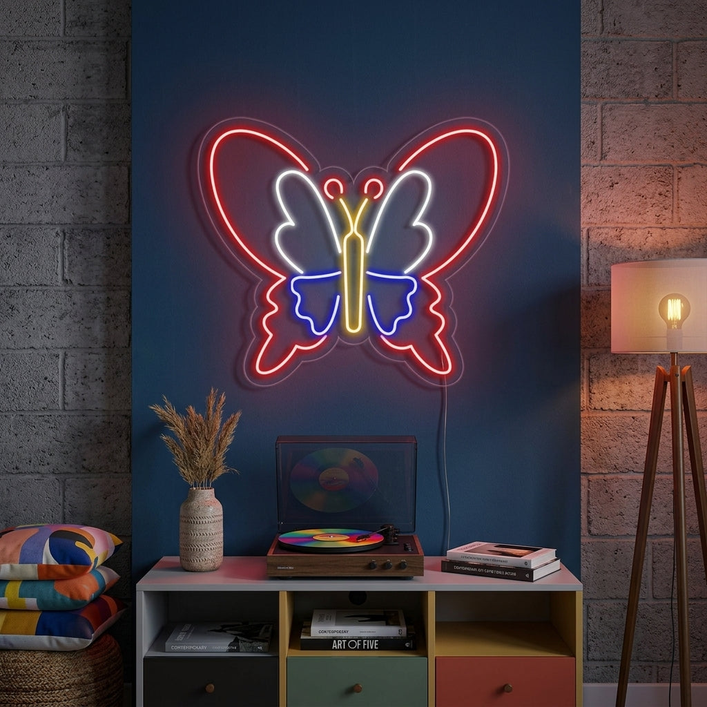 "Papillon, Décoration Papillon, Insectes" Enseigne Lumineuse en Néon
