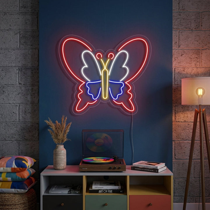 "Papillon, Décoration Papillon, Insectes" Enseigne Lumineuse en Néon