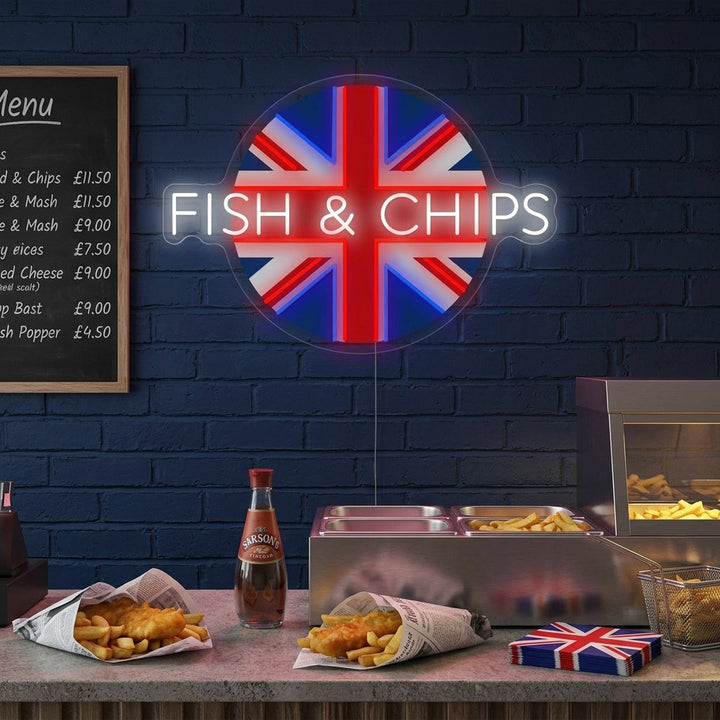 "Uk Fish & Chips" Enseigne néon