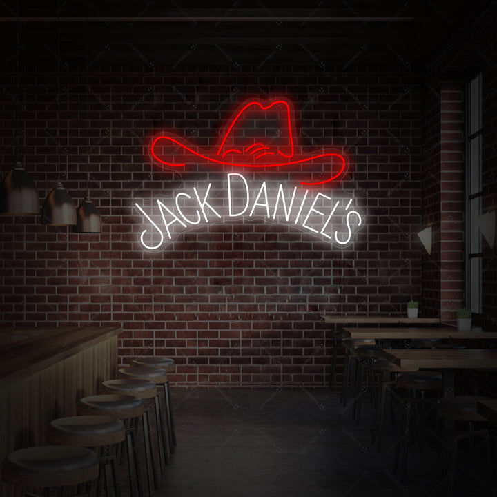 "Chapeau de cow-boy Jack Whiskey" Enseigne néon
