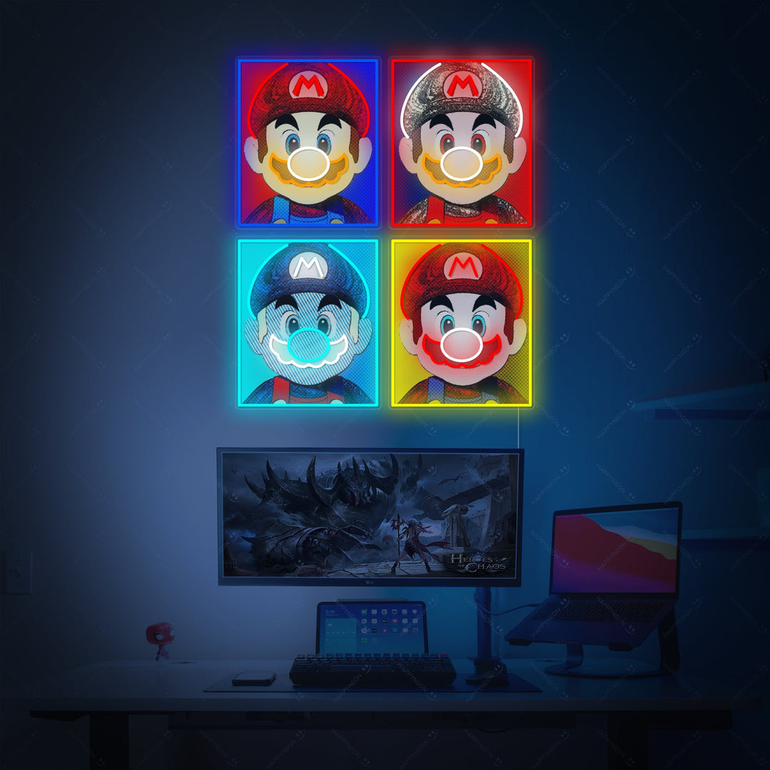 "Mario Jeu vidéo Pop Art" Enseigne néon