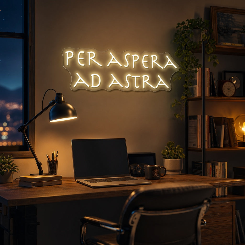 "PER ASPERA AD ASTRA" Enseigne néon