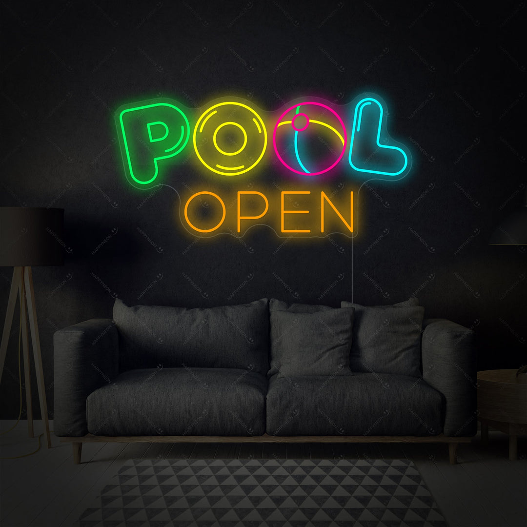 "Pool ouvert" Enseigne néon