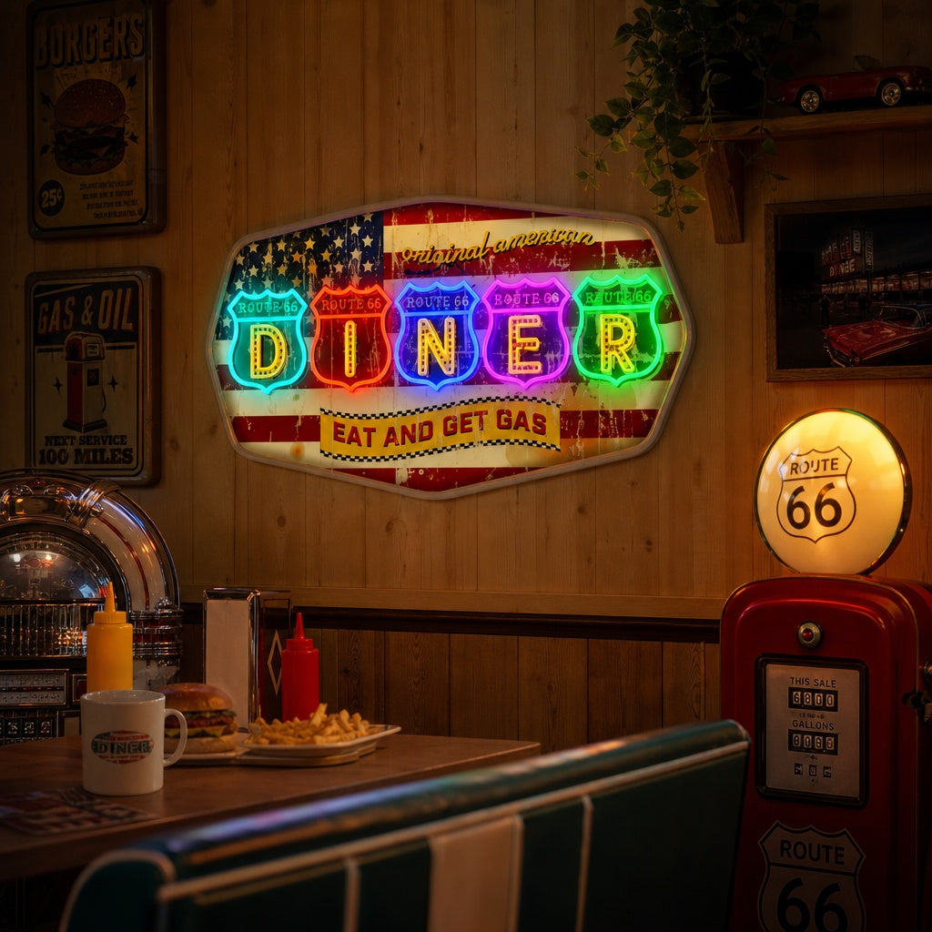 "Retro Route Diner" Enseigne néon